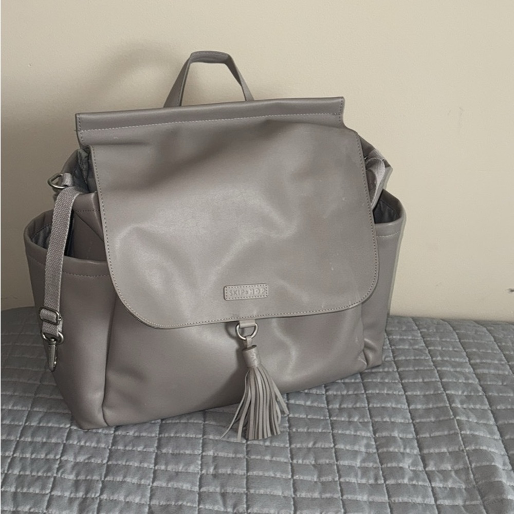 Gray Leather Women’s Backpack